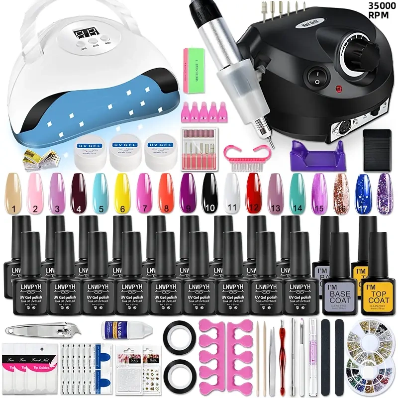 18-Farben-UV-Gel-Nagellackset mit Nagellampe, Maniküre-Werkzeugen und Nagelfräser