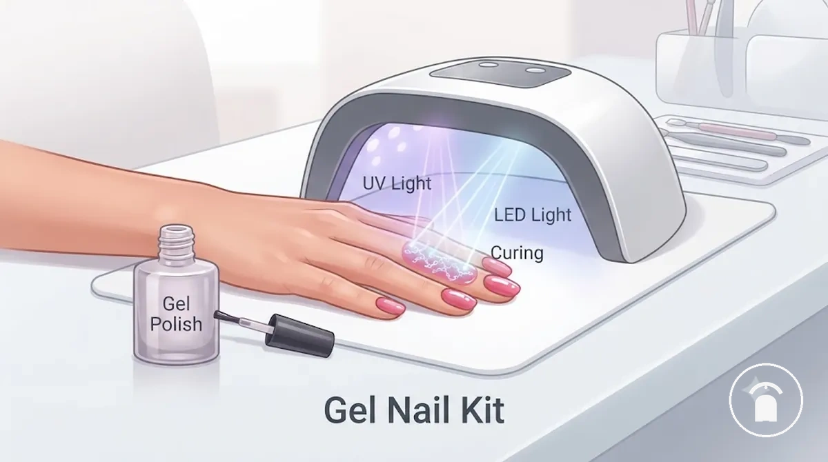UV LED curing lamp used with gel nail products