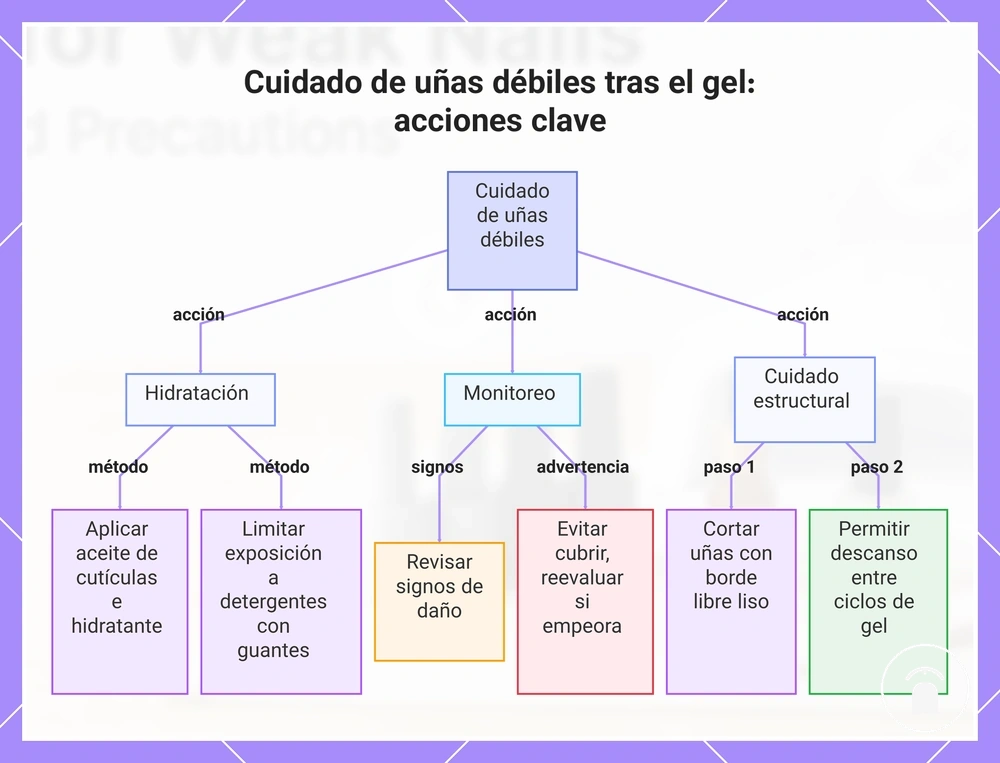 Cuidado de uñas débiles tras el gel: acciones clave