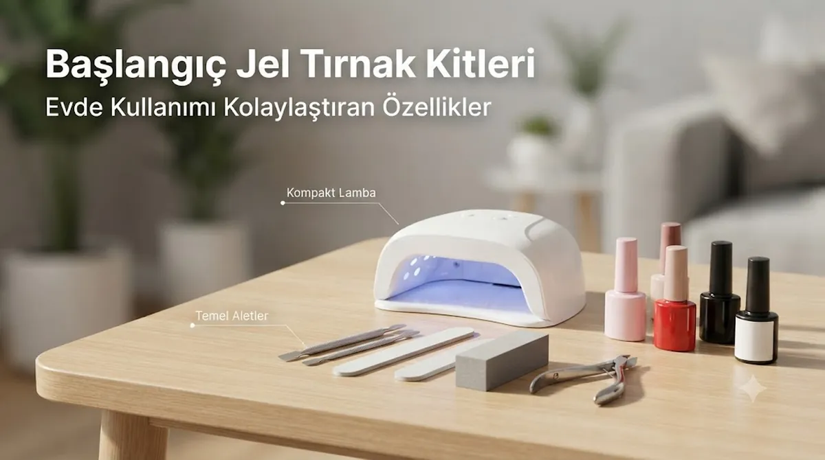 Basit araçlar, jel oje ve kompakt kurutma lambası içeren başlangıç seviyesi jel tırnak kiti