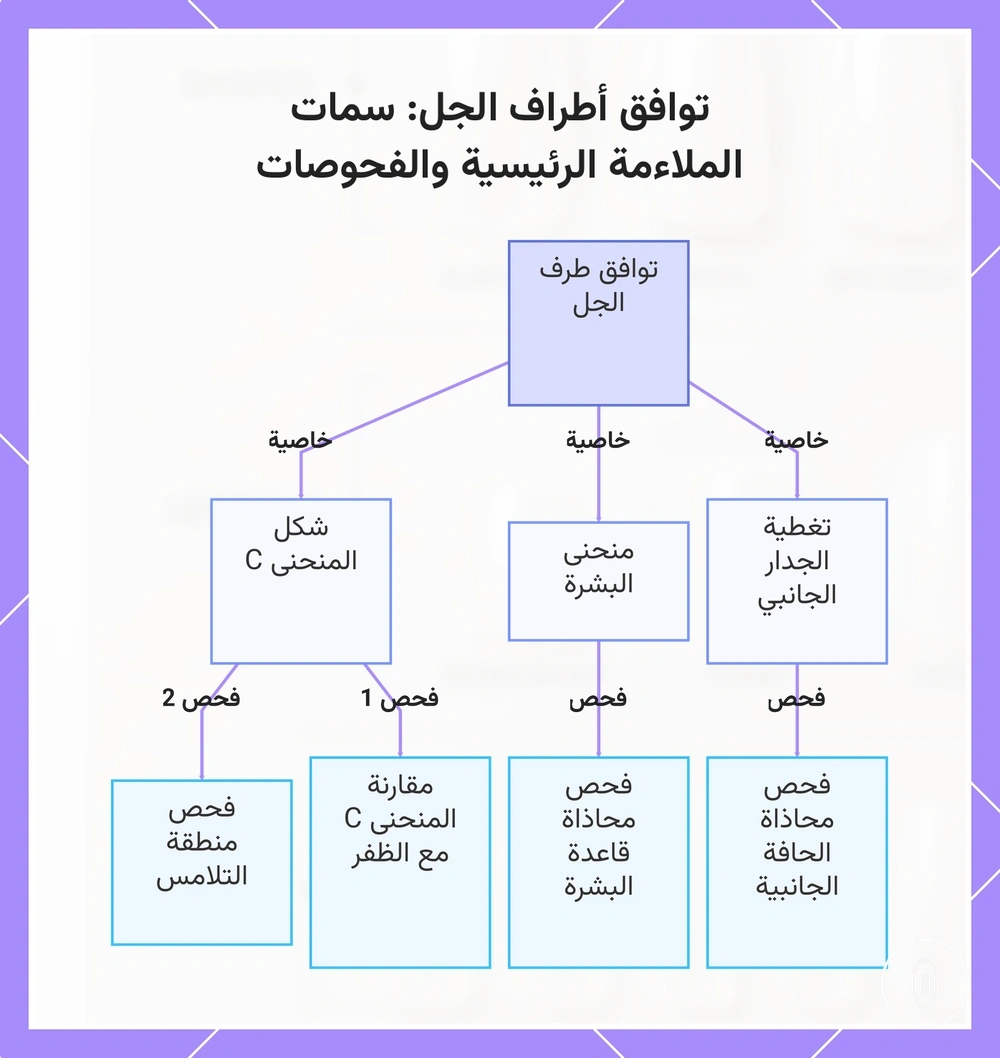 توافق أطراف الجل: سمات الملاءمة الرئيسية والفحوصات