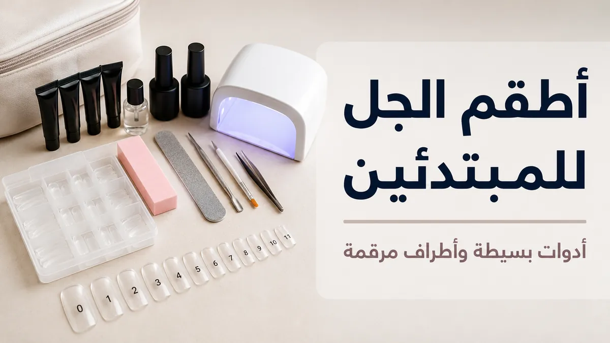 طقم تطويل أظافر بالجل مناسب للمبتدئين في المنزل مع أدوات بسيطة وأطراف أظافر مرقمة