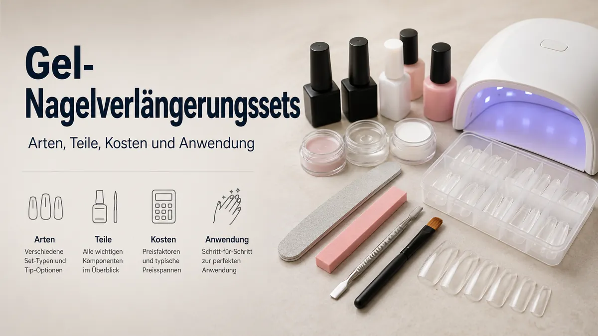 Gel-Nagelverlängerungsset für zu Hause mit Tips, Werkzeugen, Lampe und Produkten zur Anwendung