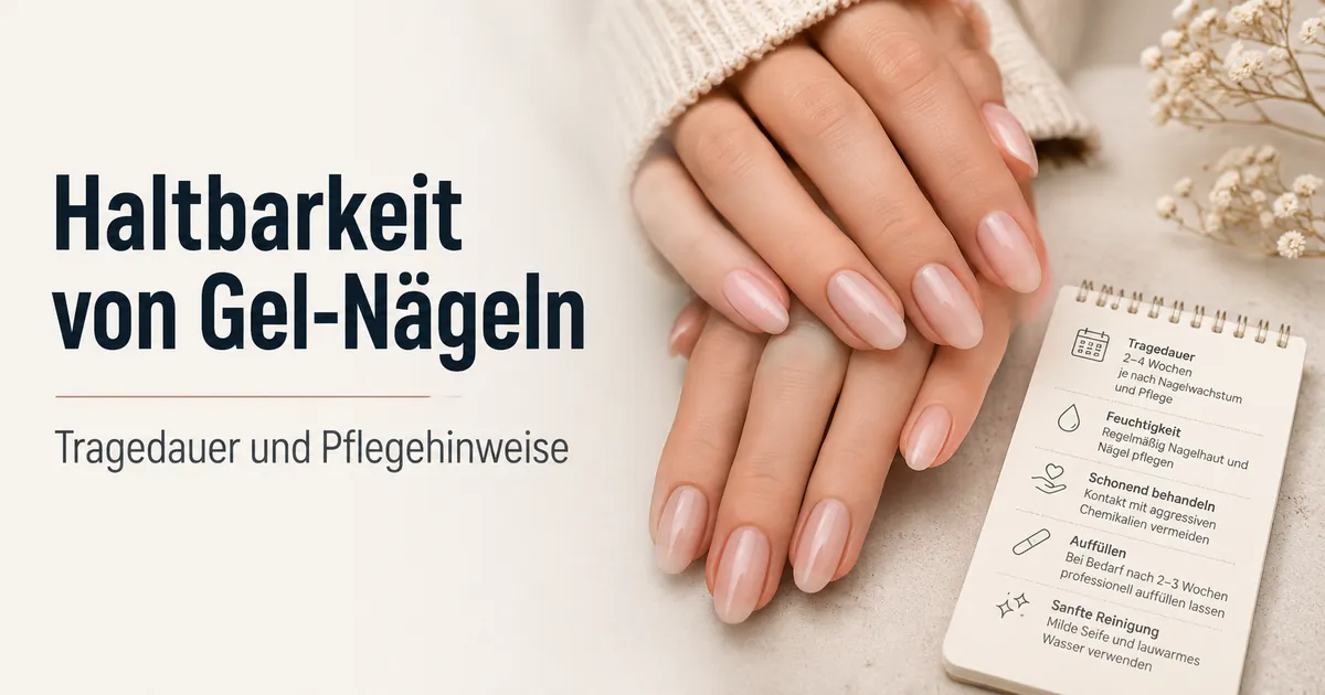 Fertige Gel-Nagelverlängerungen zu Hause mit Notizen zu Tragedauer und Pflege