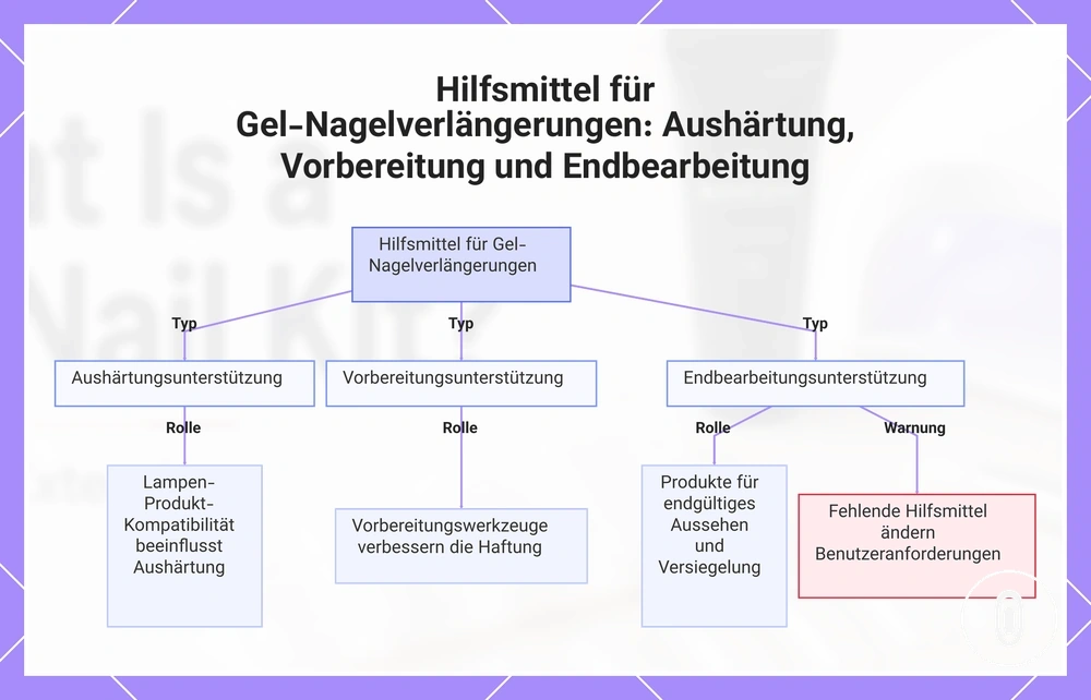 Hilfsmittel für Gel-Nagelverlängerungen: Aushärtung, Vorbereitung und Endbearbeitung