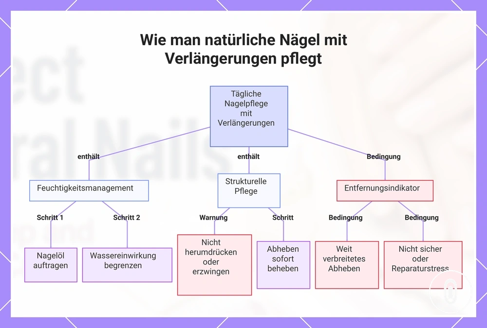 Wie man natürliche Nägel mit Verlängerungen pflegt