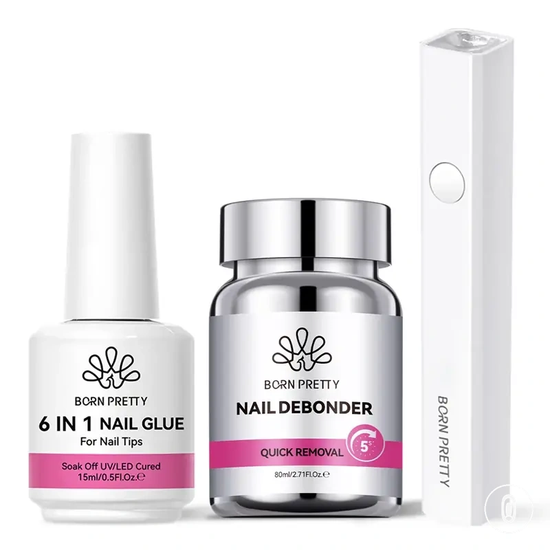 Nail debonder remover set with solid nail tips gel and USB hand light