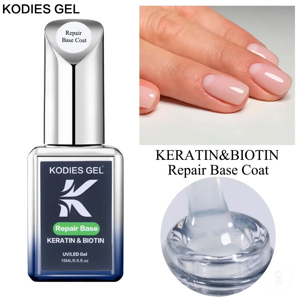 Repair base coat gel polish with keratin and biotin for nail treatment