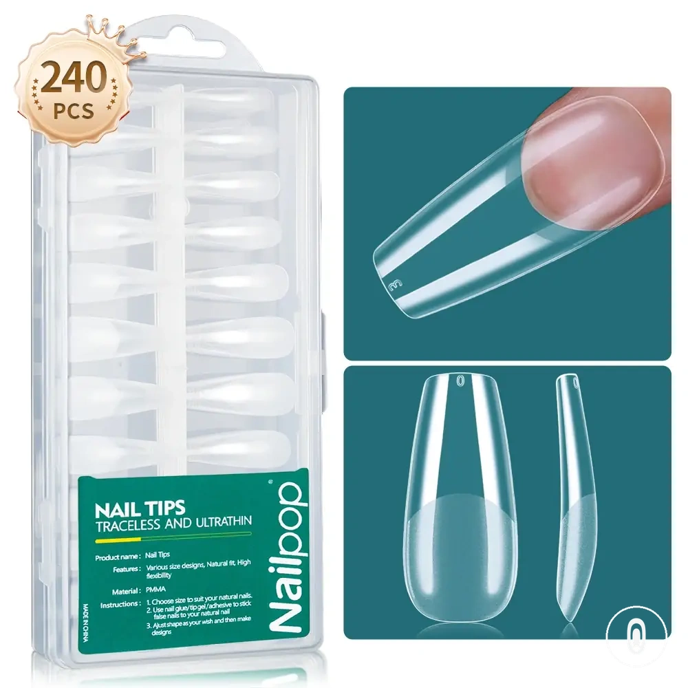 Soft gel nail tips kit with full cover pre-shaped nail extensions