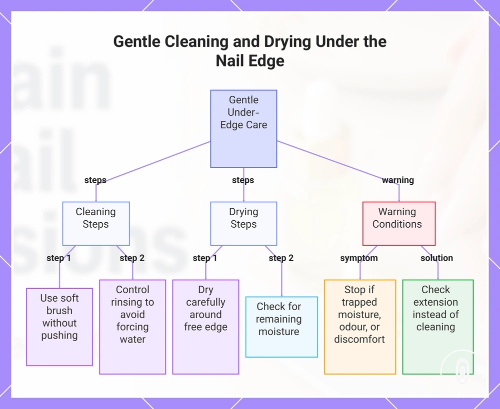 Gentle Cleaning and Drying Under the Nail Edge
