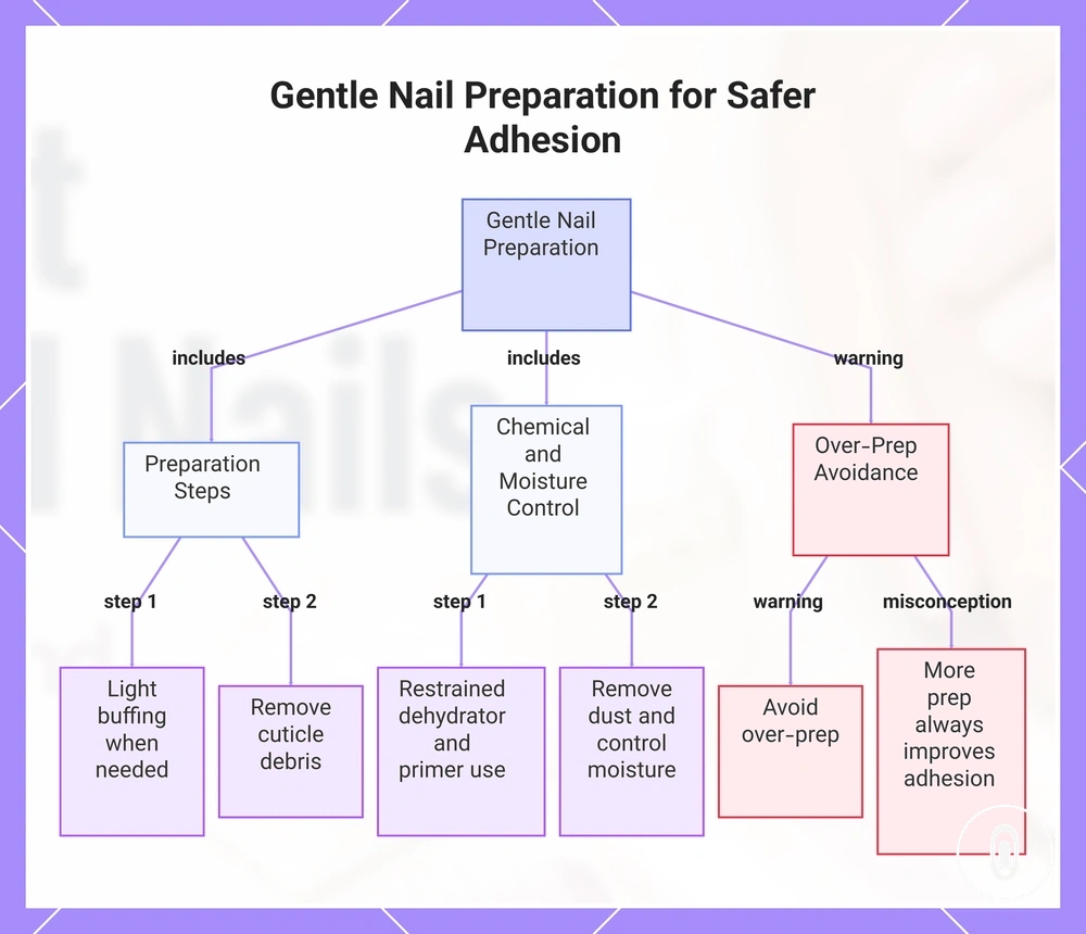 Gentle Nail Preparation for Safer Adhesion