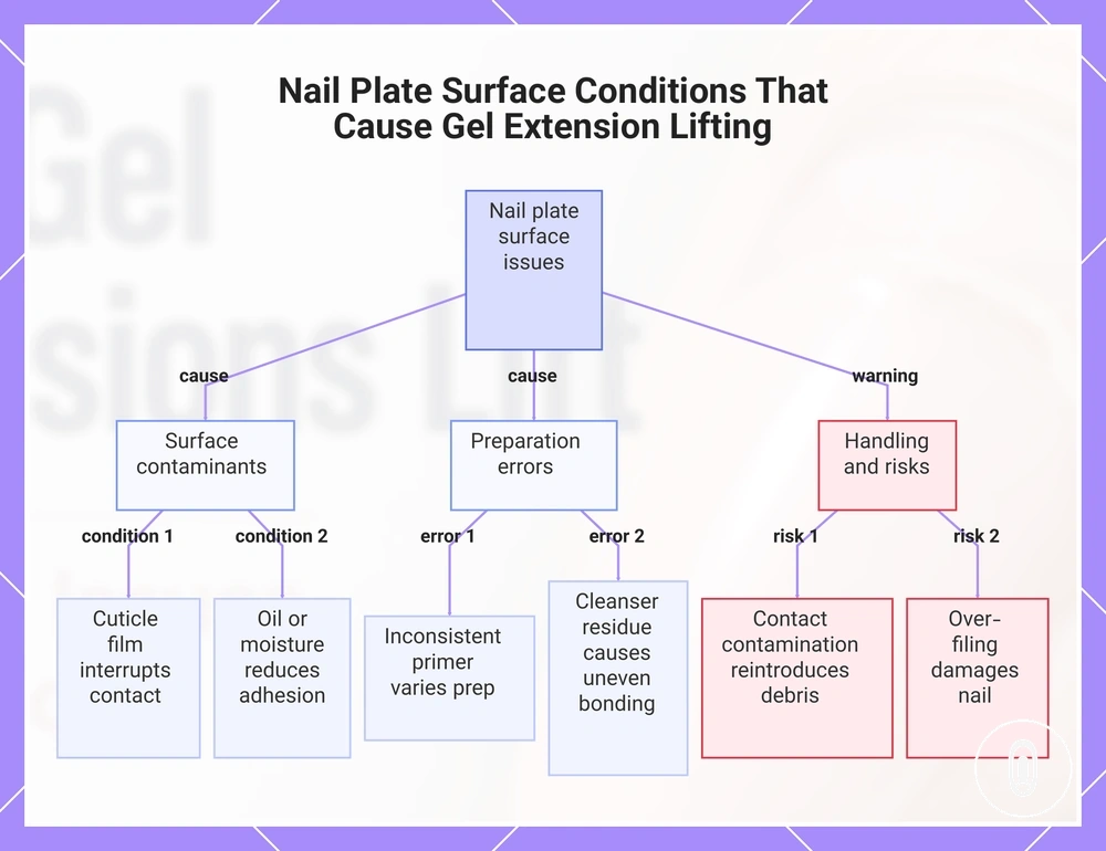 Nail Plate Surface Conditions That Cause Gel Extension Lifting