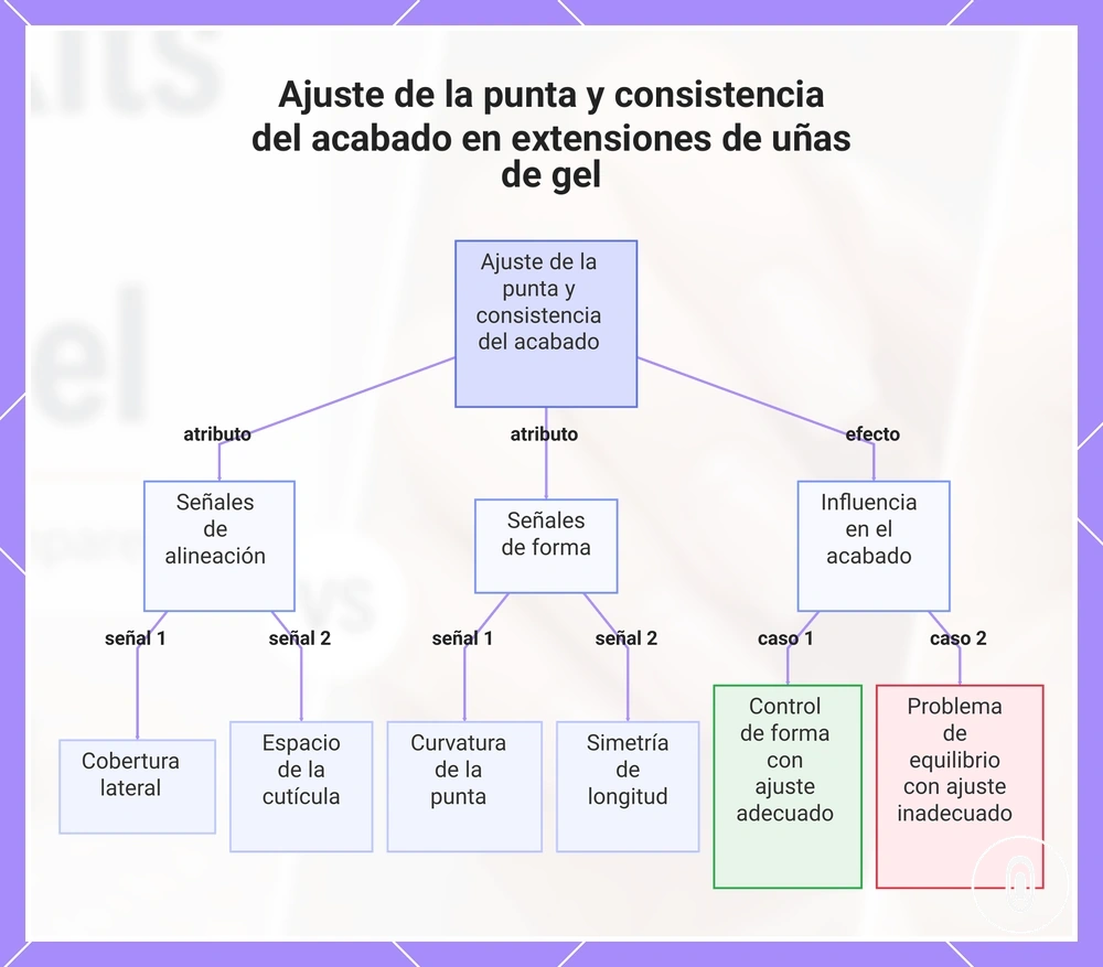 Ajuste de la punta y consistencia del acabado en extensiones de uñas de gel