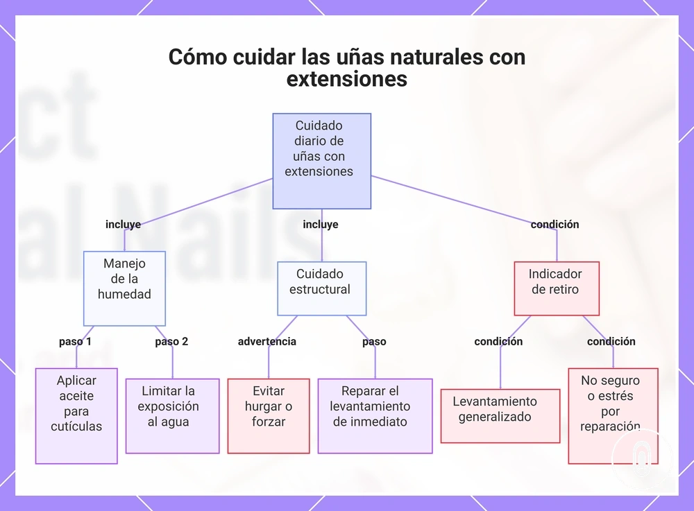 Cómo cuidar las uñas naturales con extensiones
