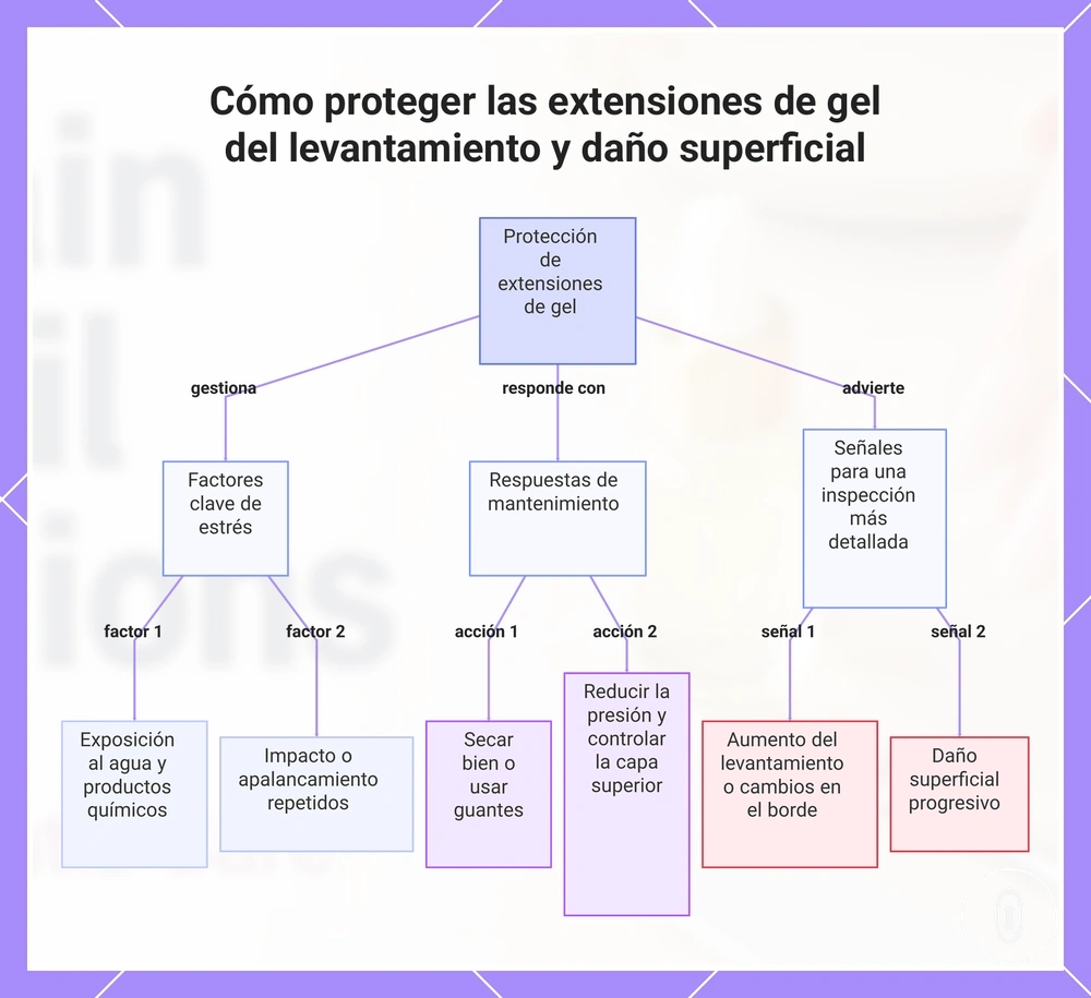 Cómo proteger las extensiones de gel del levantamiento y daño superficial