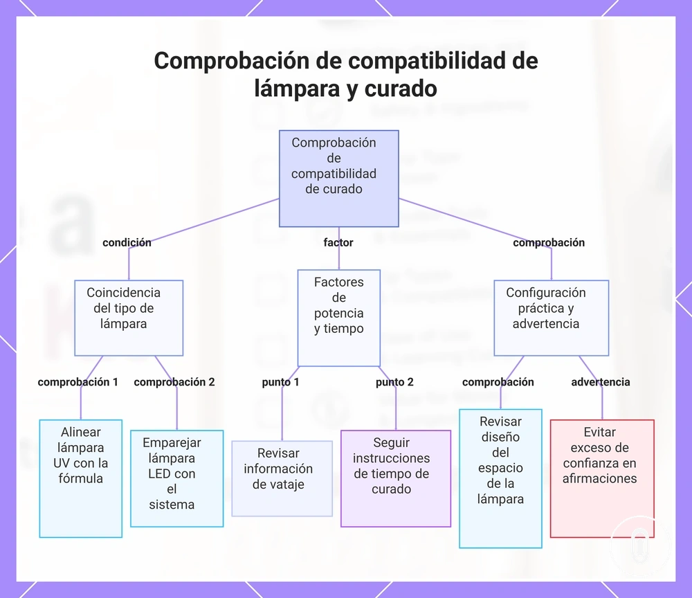 Comprobación de compatibilidad de lámpara y curado