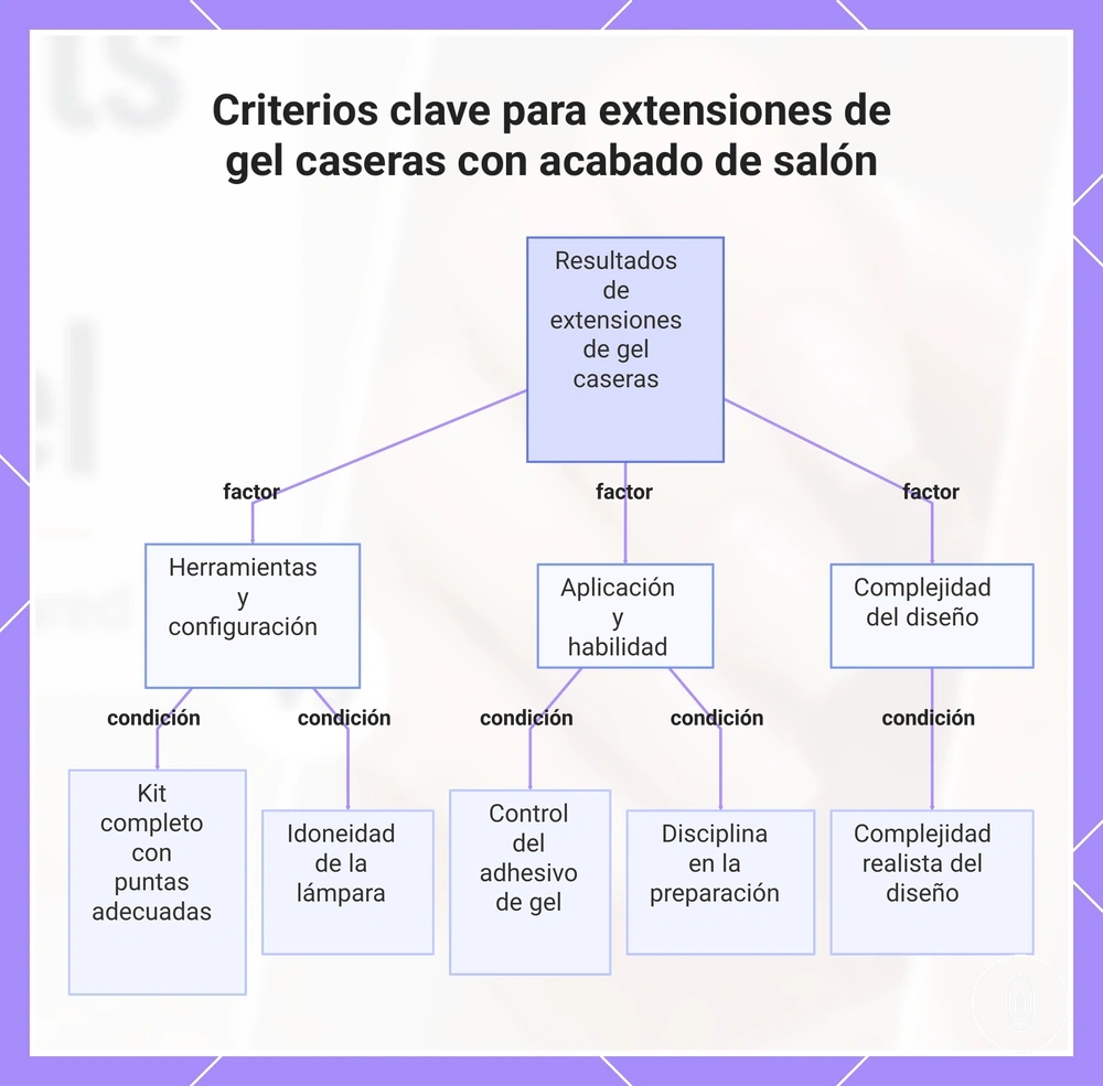Criterios clave para extensiones de gel caseras con acabado de salón