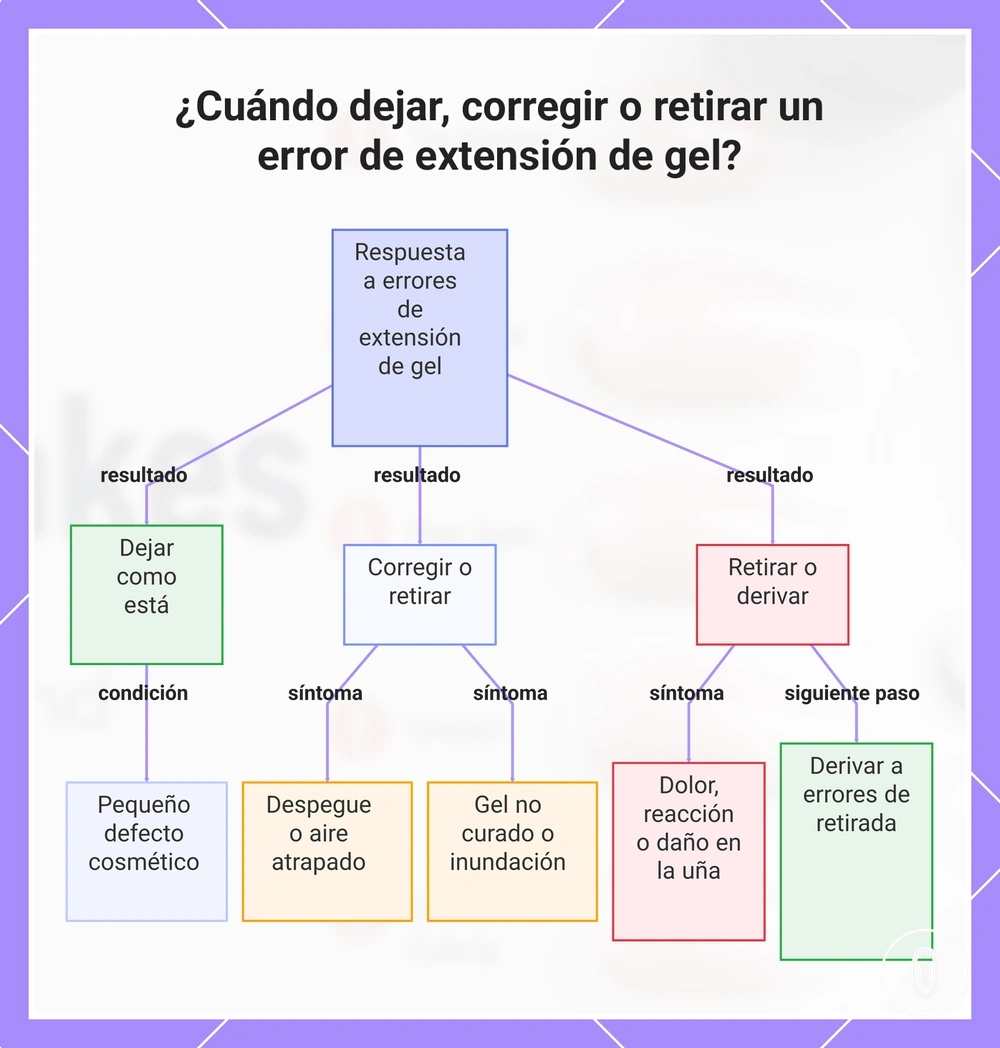 ¿Cuándo dejar, corregir o retirar un error de extensión de gel?