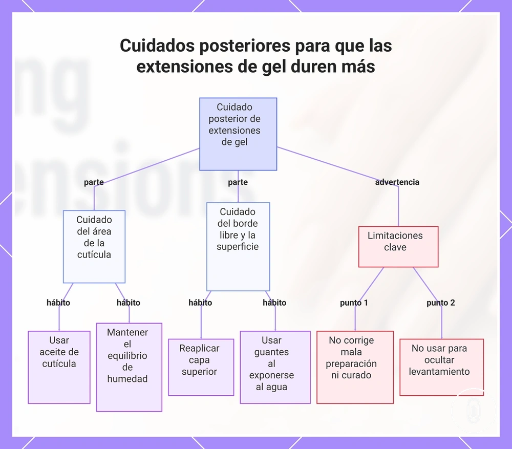 Cuidados posteriores para que las extensiones de gel duren más