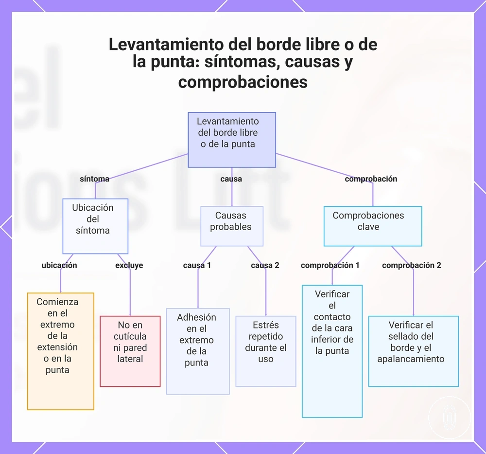 Levantamiento del borde libre o de la punta: síntomas, causas y comprobaciones