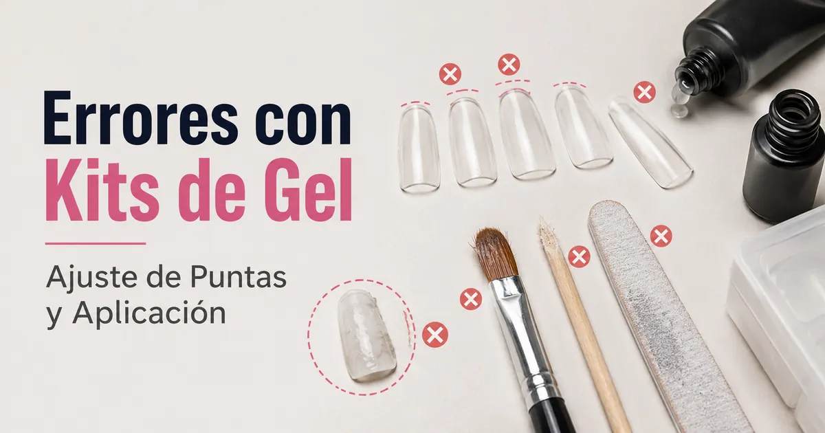 Errores comunes al usar un kit de extensiones de uñas de gel en casa con puntas mal ajustadas y herramientas de aplicación