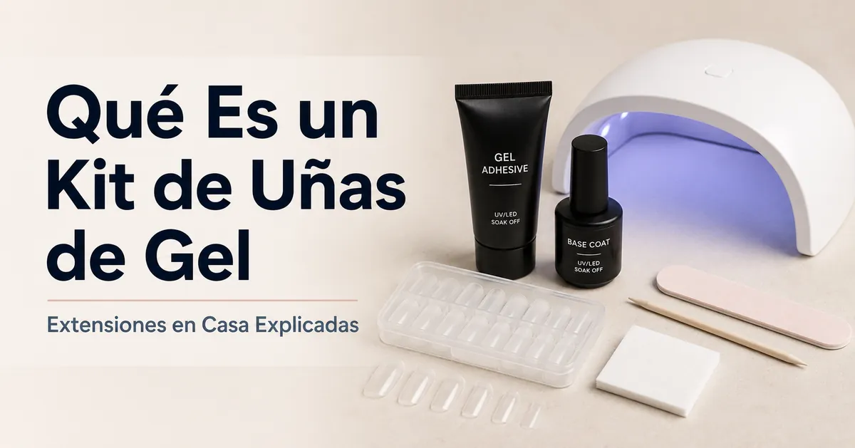 Kit básico de extensiones de uñas de gel en casa con puntas, gel adhesivo y lámpara de curado