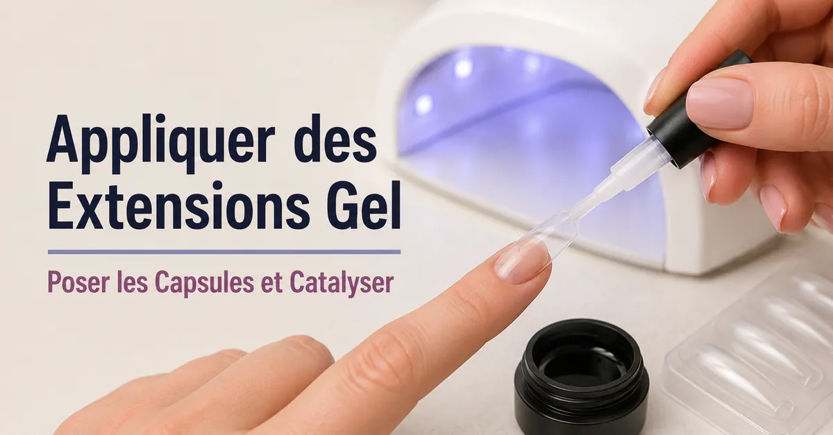 Application d’une capsule en gel avec du gel adhésif avant catalysation sous lampe à domicile