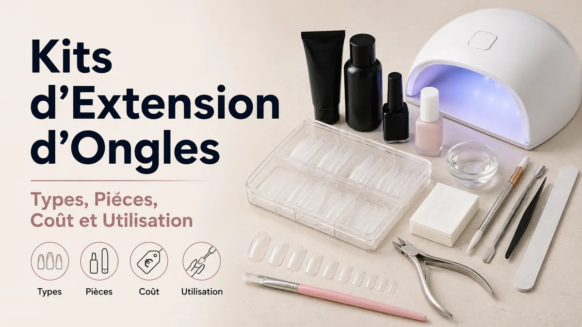 Kit d’extension d’ongles en gel à domicile avec capsules, outils, lampe et produits d’application réunis
