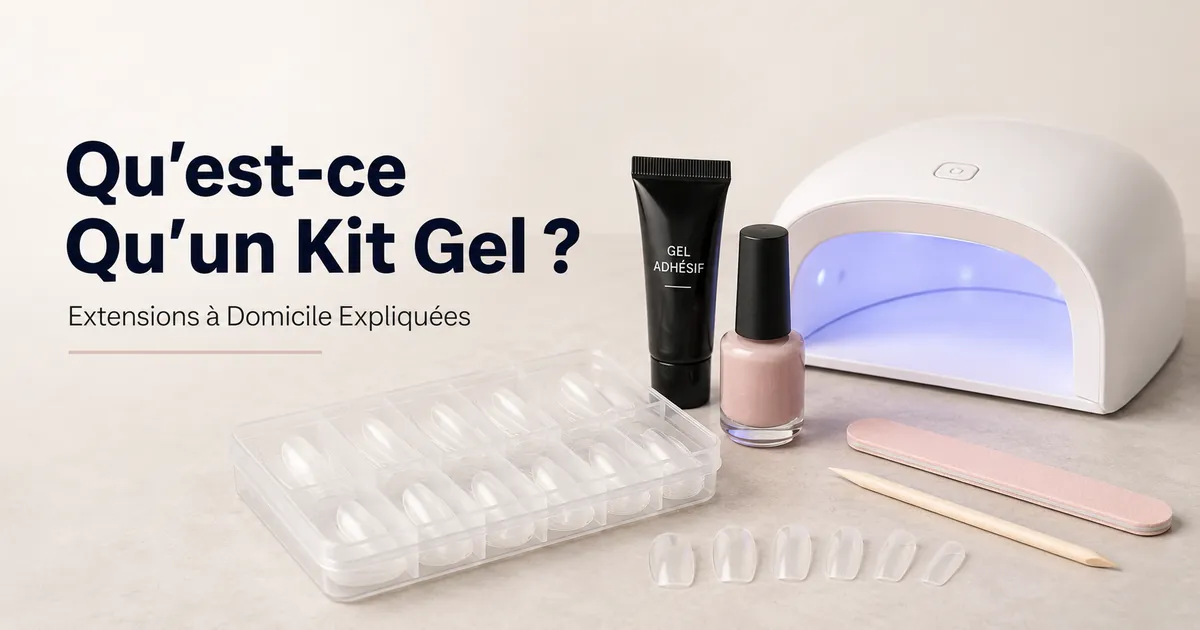 Kit de base pour extensions d’ongles en gel à domicile avec capsules, gel adhésif et lampe de catalysation