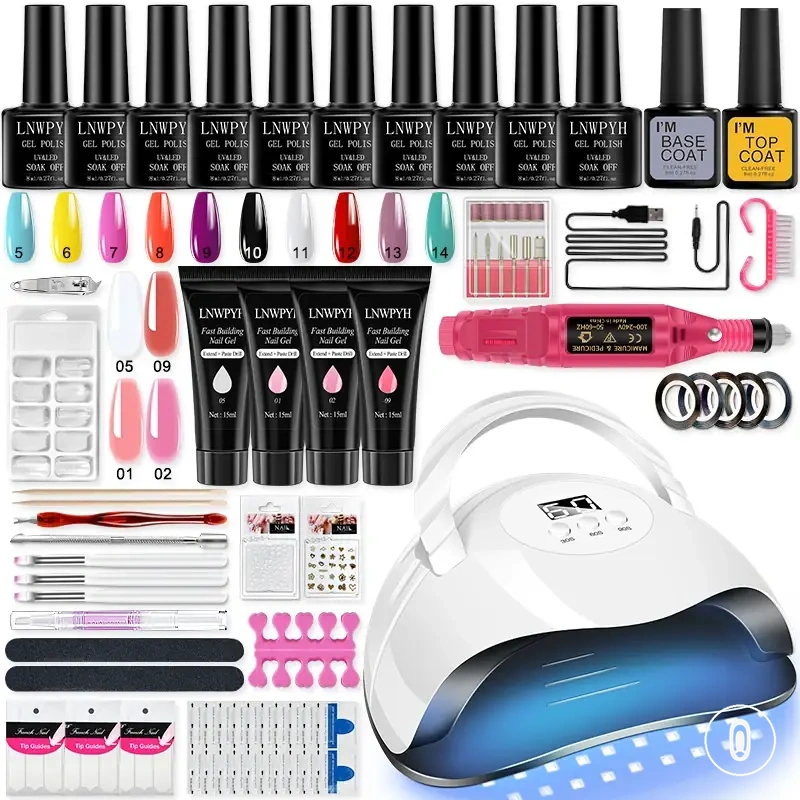 Set d’outils pour extension polygel avec lampe sèche-ongles UV LED et ponceuse électrique