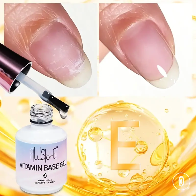 Base coat en vernis gel avec vitamine E, kératine et calcium pour manucure