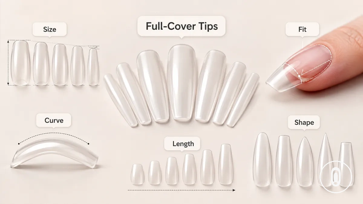 Embouts à ongles couvrants de différentes tailles et formes pour extensions en gel