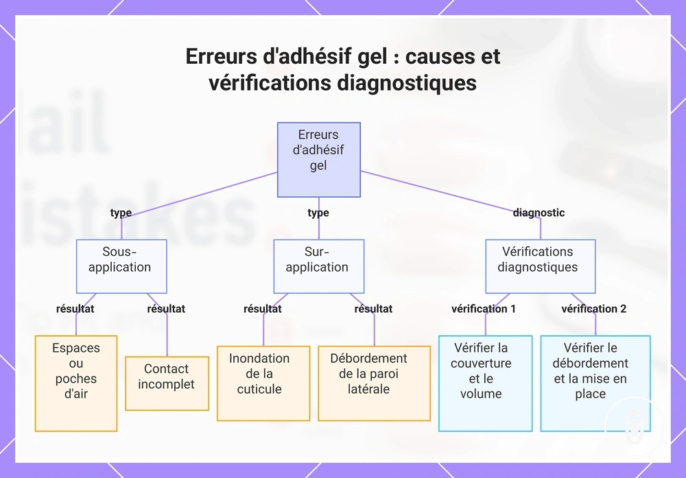 Erreurs d'adhésif gel : causes et vérifications diagnostiques