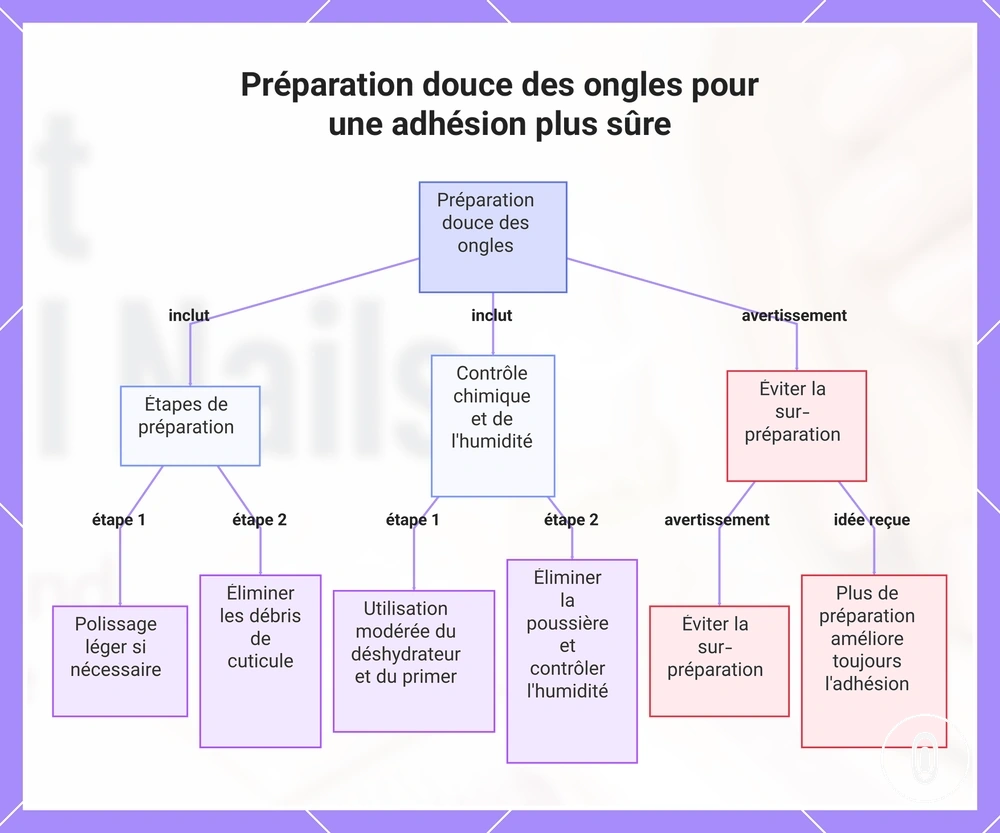 Préparation douce des ongles pour une adhésion plus sûre