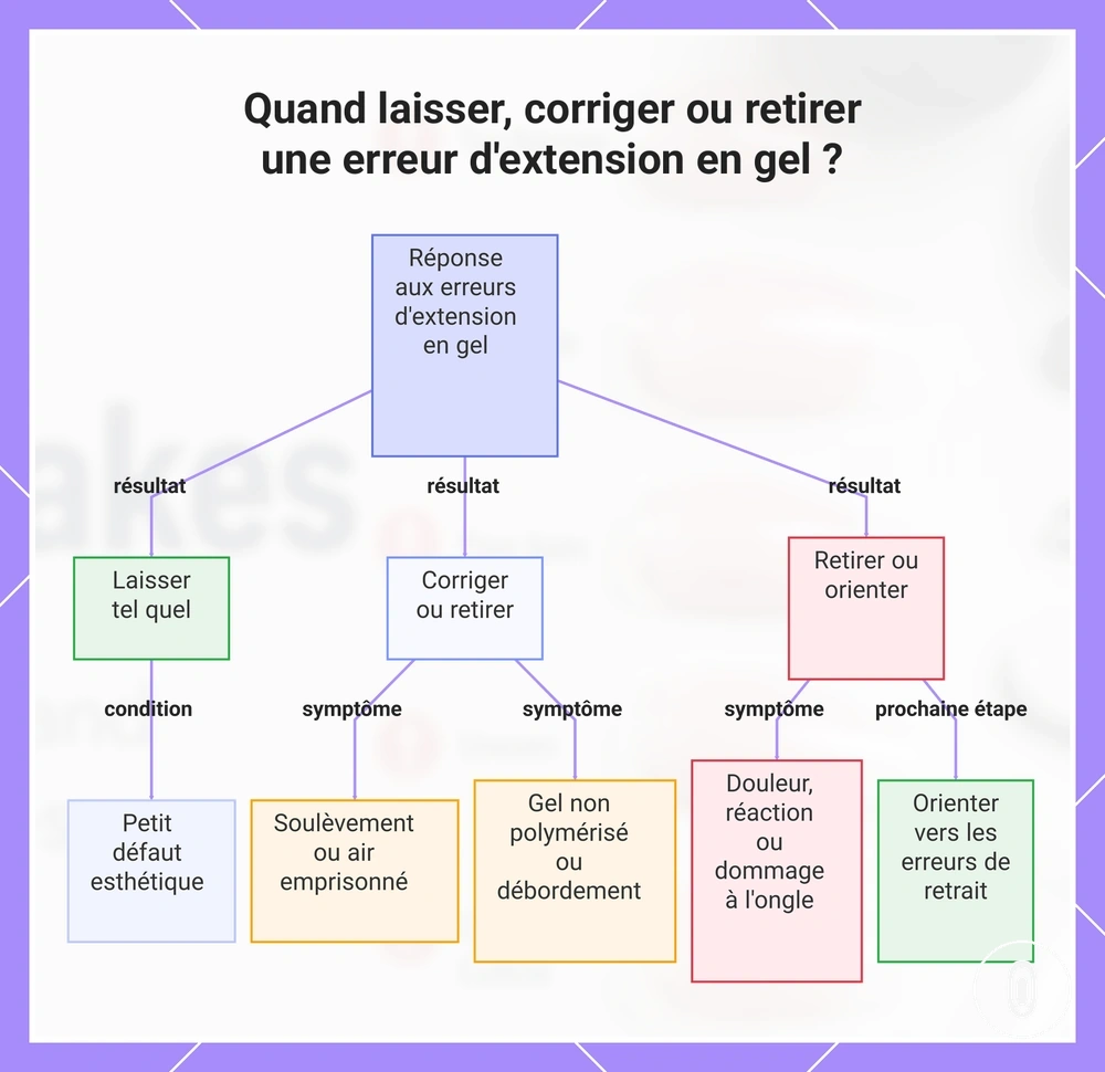 Quand laisser, corriger ou retirer une erreur d'extension en gel ?