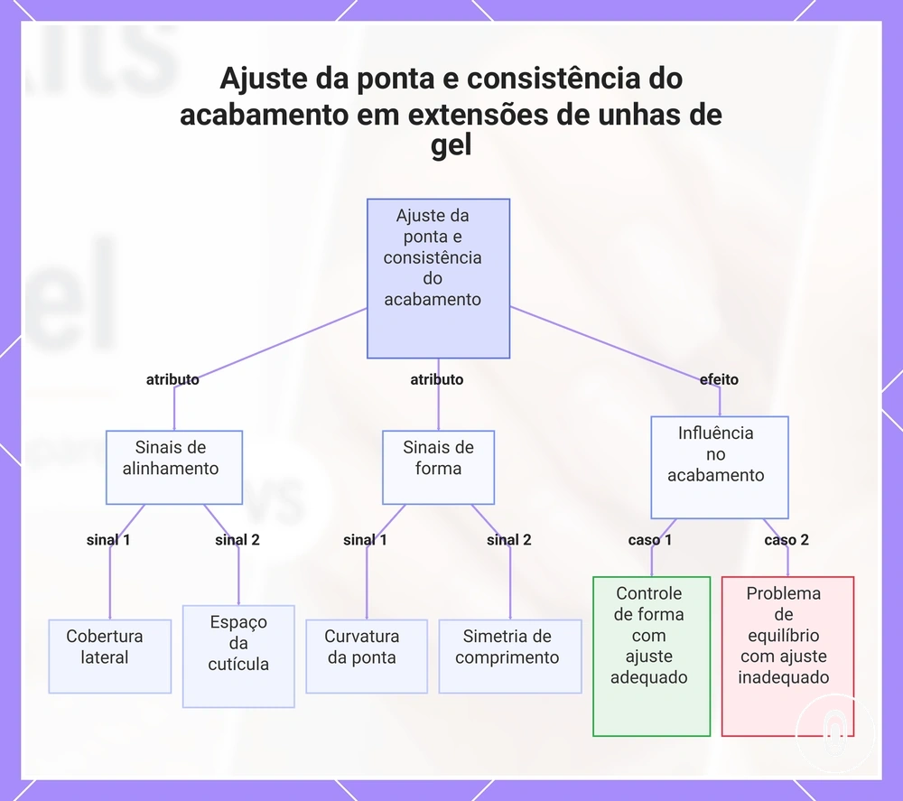 Ajuste da ponta e consistência do acabamento em extensões de unhas de gel