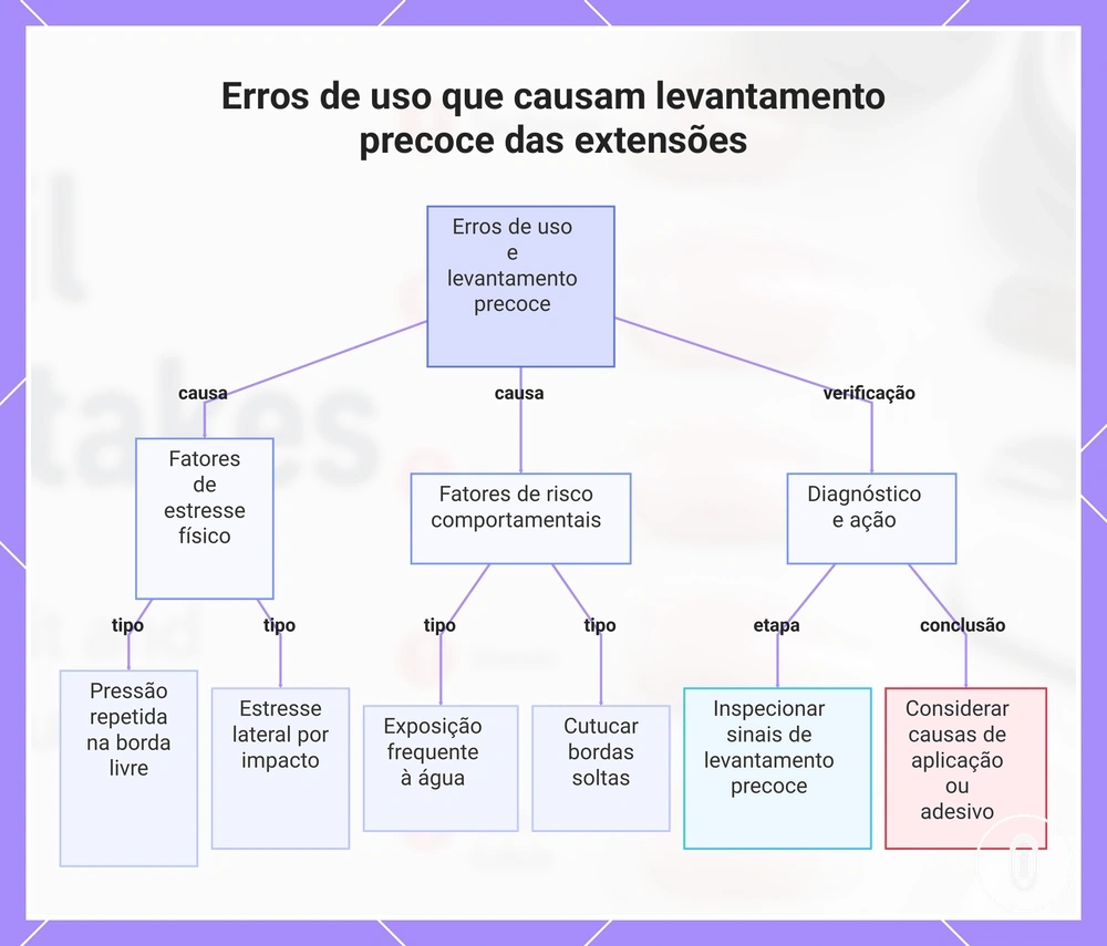 Erros de uso que causam levantamento precoce das extensões