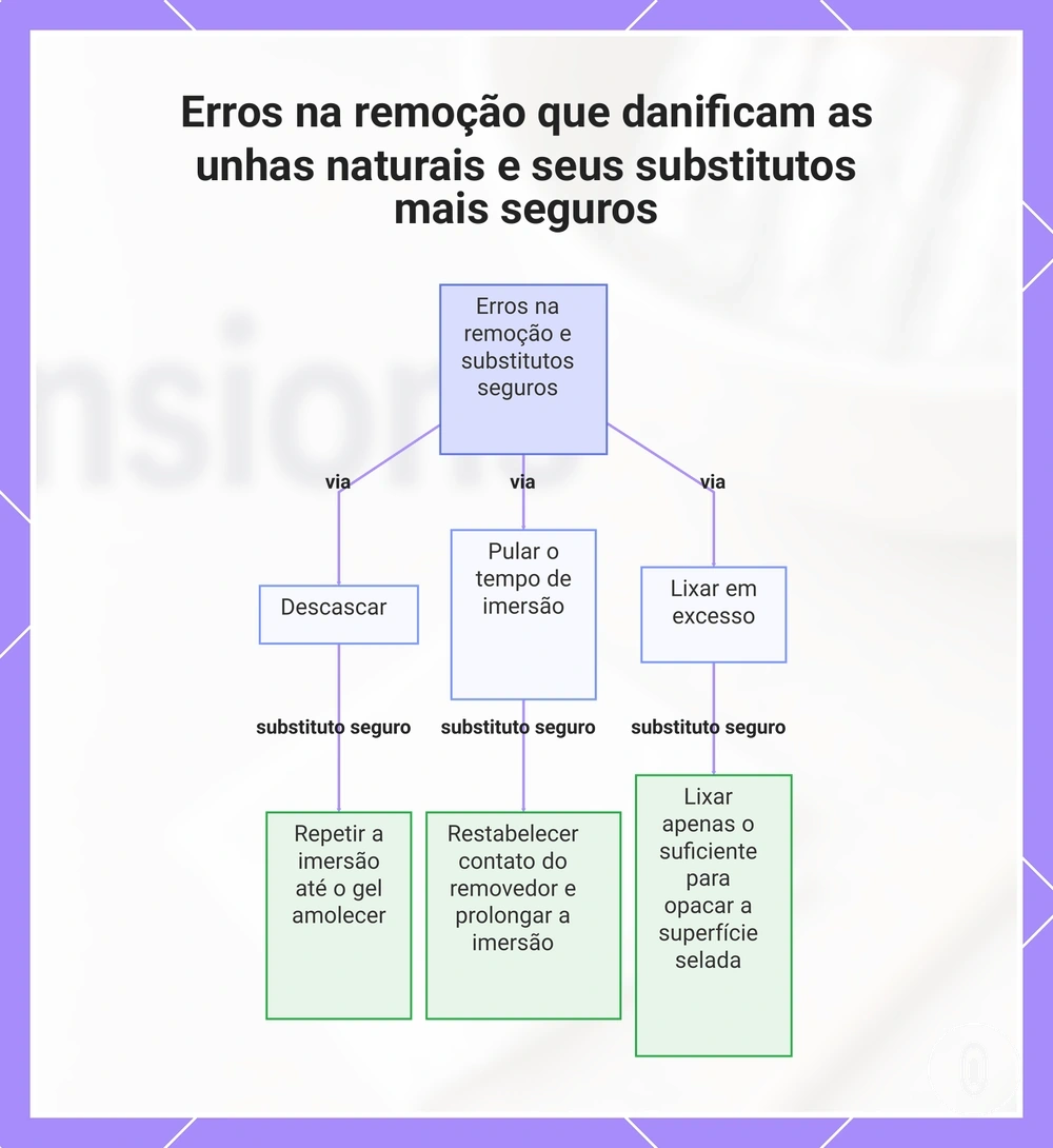 Erros na remoção que danificam as unhas naturais e seus substitutos mais seguros
