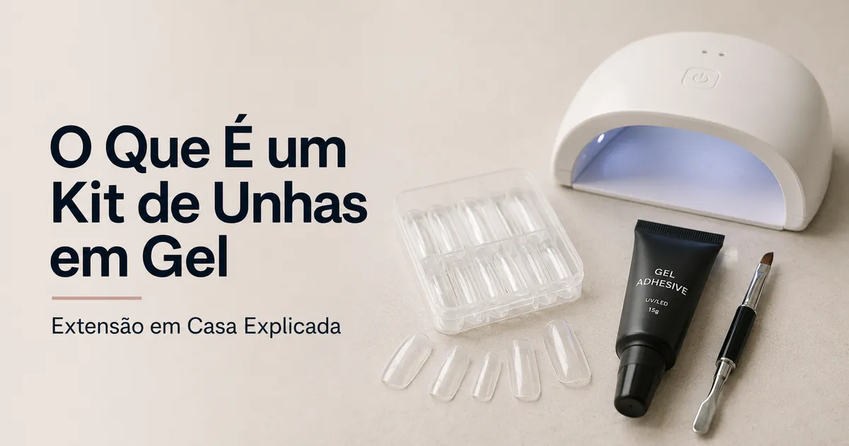 Kit básico de extensão de unhas em gel em casa com pontas, gel adesivo e lâmpada de cura