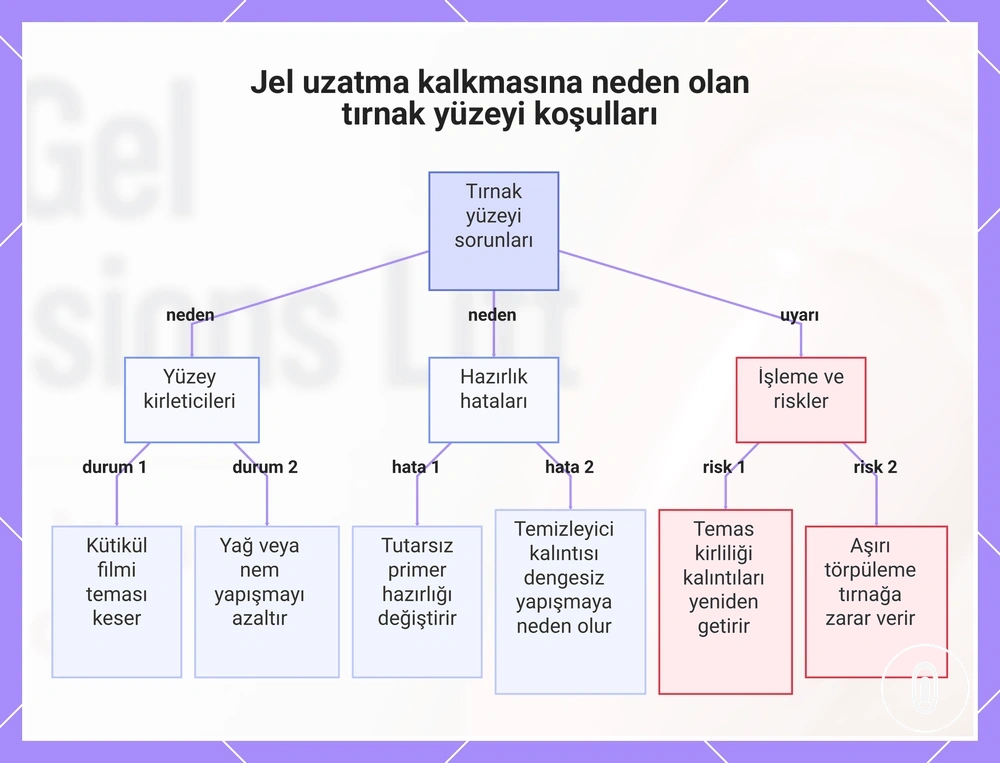 Jel uzatma kalkmasına neden olan tırnak yüzeyi koşulları