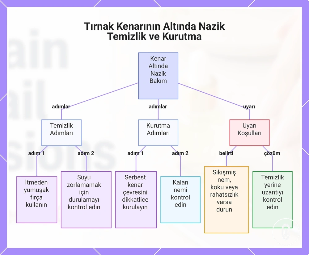 Tırnak Kenarının Altında Nazik Temizlik ve Kurutma