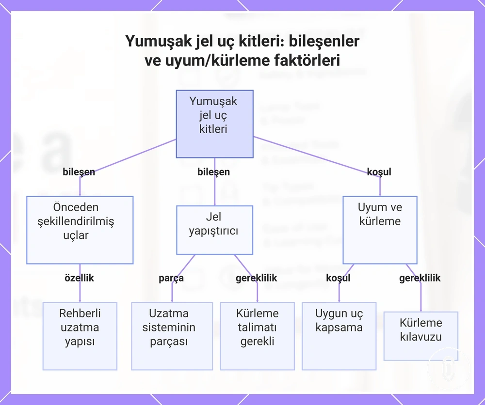 Yumuşak jel uç kitleri: bileşenler ve uyum/kürleme faktörleri