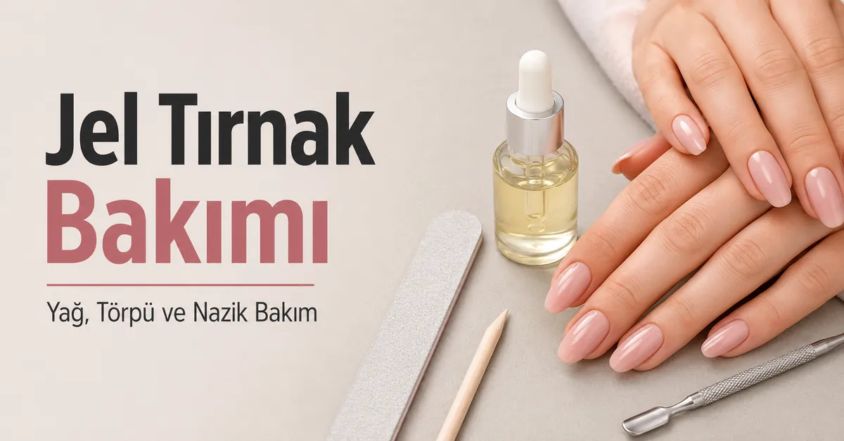Kütikül yağı, törpü ve nazik tırnak bakım araçlarıyla evde jel tırnak uzatma bakımı