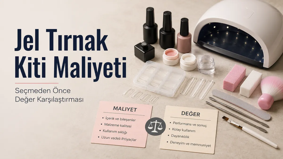 Maliyet ve değer karşılaştırma notlarıyla evde jel tırnak uzatma kiti parçaları