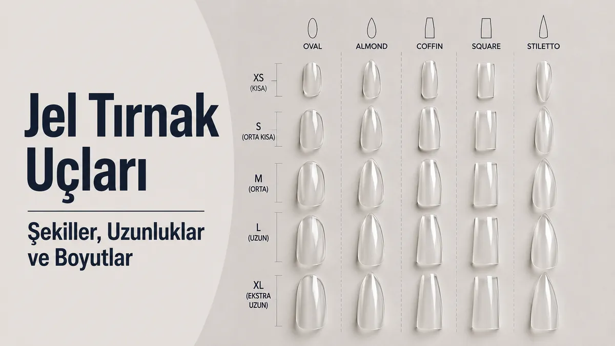 Evde kullanılan kitler için farklı şekil, uzunluk ve boyutlarda jel tırnak uzatma uçları